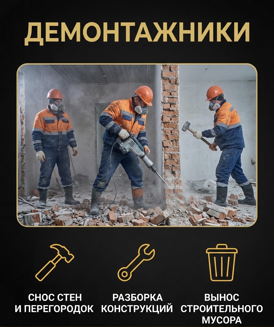 Демонтажники — снос стен, разборка конструкций