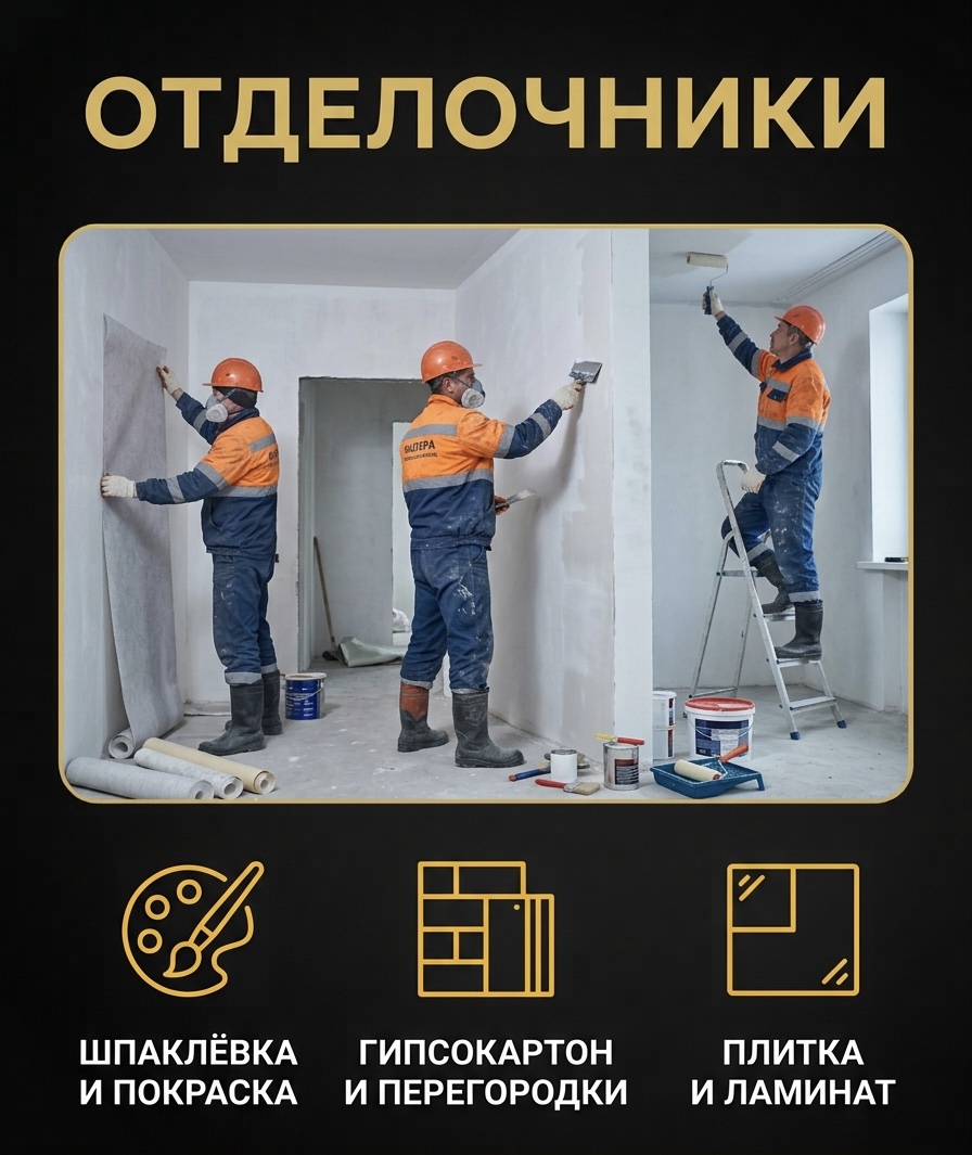 Отделочники — шпаклёвка, покраска, плитка